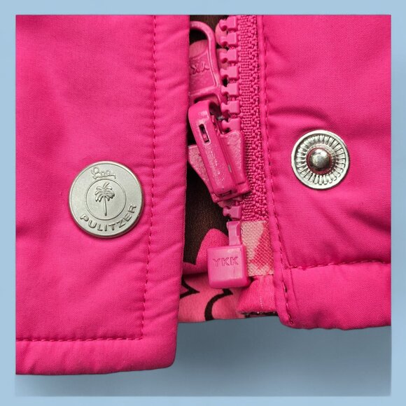 Lilly Pulitzer Reversible Puffer Vest Girls Pink Brown Floral Quilted XS-S - Picture 5 of 9